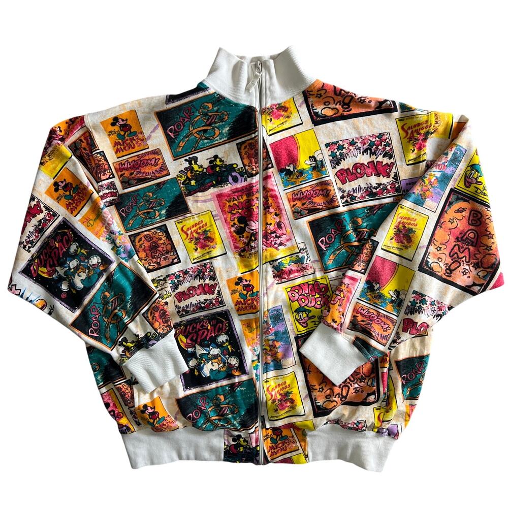 Vintage Disney Comic Print Zip Jacket 2XL All Over
